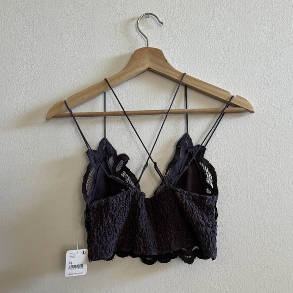NWT Free People Adella Bralette Bra | Charcoal | Medium - Picture 2 of 6